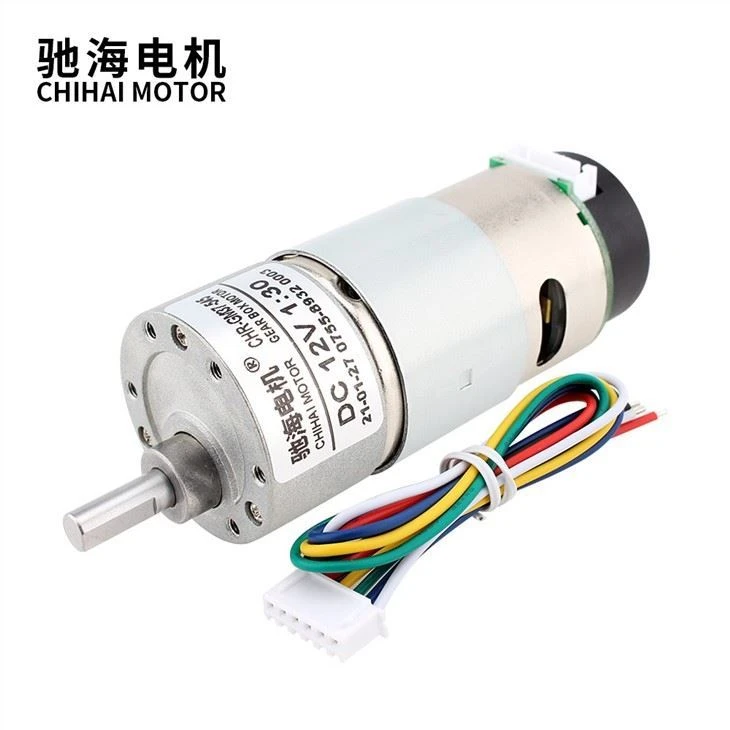 DC12V 300rpm 17PPR 37MM Micro 19W Gearbox Motor With Encoder