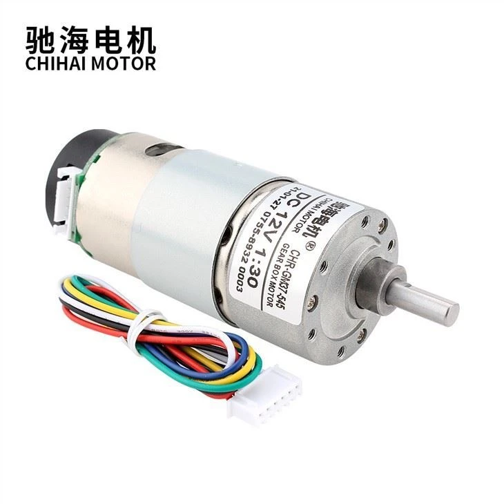DC12V 300rpm 17PPR 37MM Micro 19W Gearbox Motor With Encoder